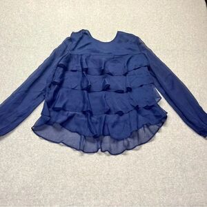 Loft Outlet Women’s Sheer Layered Blouse Royal Blue Long Sleeve NWOT size M